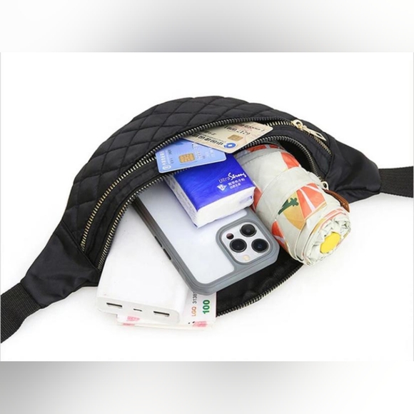 Plaid designed, solid blue, waterproof waist bag or purse. - Picture 2 of 4